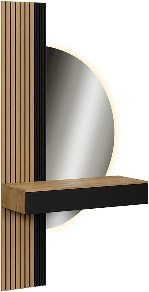 Vicco Kaptafel met licht 'Melina', Eiken/zwart, 100 cm