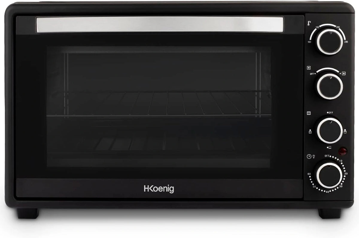 H.Koenig Mini Oven FO45, Elektrisch, Multifunctioneel, Met Ventilator, Efficiënt, Programmeerbaar tot 60min, 230°, Automatische Uitschakeling