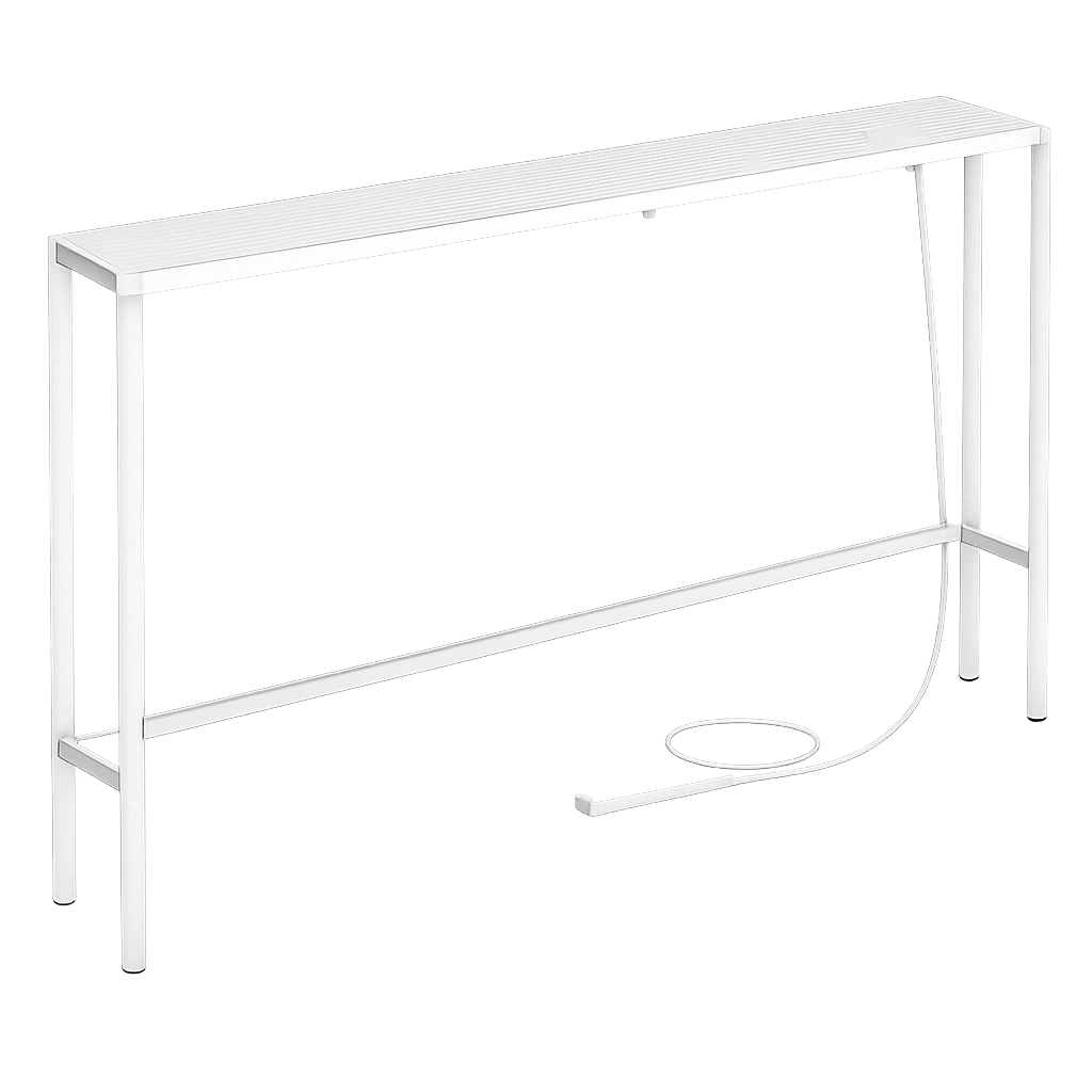 MAHANCRIS Moderner Konsolentisch Set mit Ladestation, 200 cm, Schmaler Flurtisch mit Steckdosen und USB-Anschlüssen, Perfekt für Wohnzimmer und Schlafzimmer, Weiß