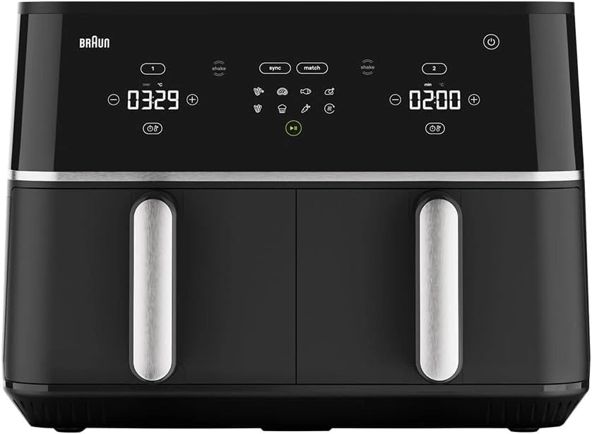 Braun TwinCook 5 TD5030IBK, heteluchtfriteuse met 10 liter inhoud, 80-200°, PFAS-vrije keramische coating, RealAir Technology, 8 programma's