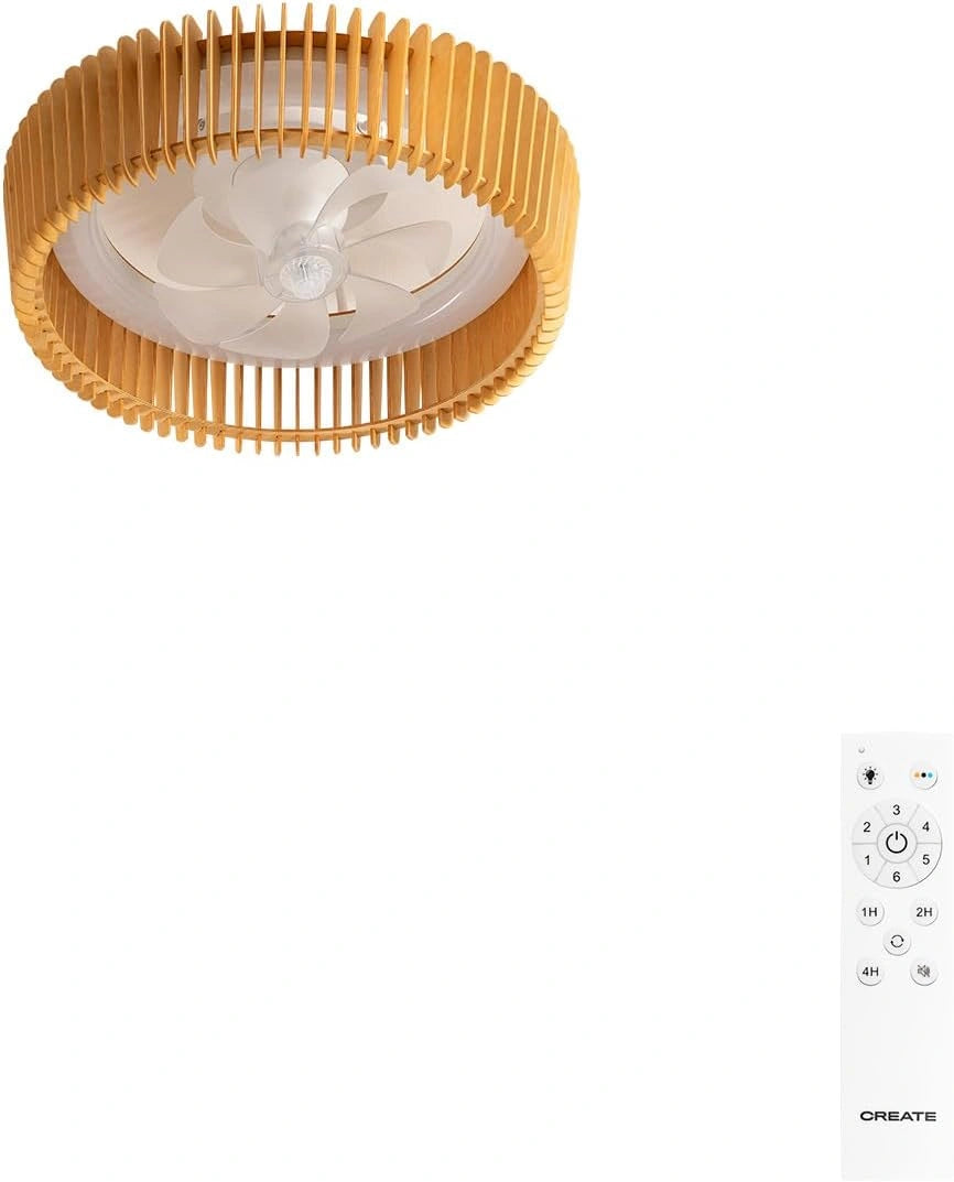 CREATE / Wind Craft Plafondventilator, wit, licht hout, met afstandsbediening, 20 W, programmeerbaar, Ø 58 cm, 6 snelheden, 3 lichttemperaturen