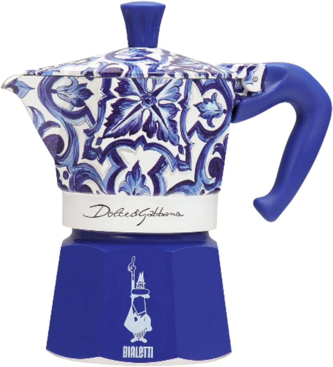 Bialetti Dolce & Gabbana Mocha Express blauw Mediterraneo voor 3 kopjes, direct vuur (koffiezetapparaat, espressomakinetta)