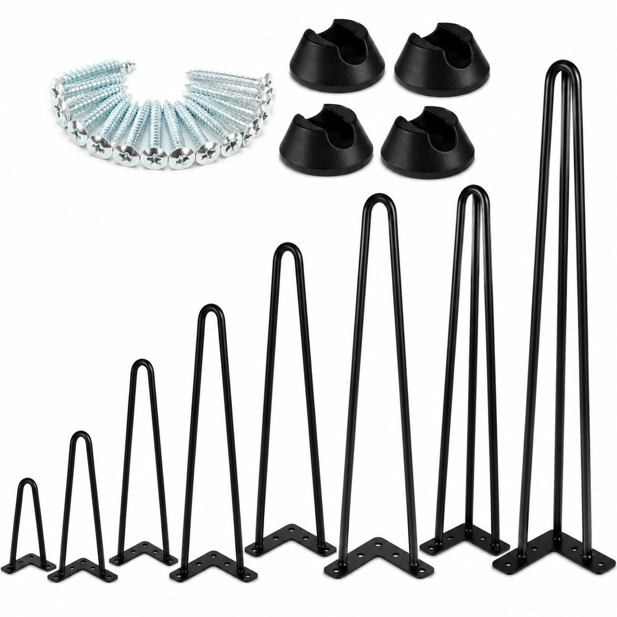 Qimu 4er Set Haarnadel Tischbeine Metall, 41 cm, Schwarz, 3-Stangen-Design, Perfekt für DIY Möbelprojekte