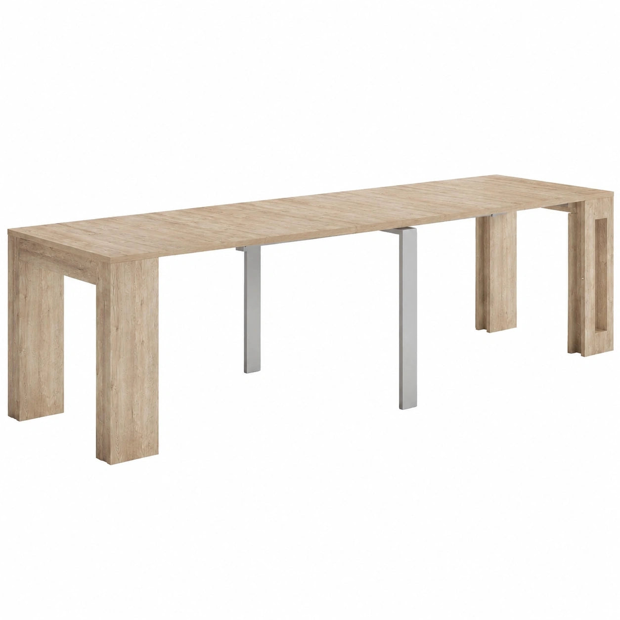 MOBILI FIVER Konsolentisch Easy, ausziehbar mit Erweiterungsplatten, 45-305 x 90 cm, Eichenholz, Hergestellt in Italien