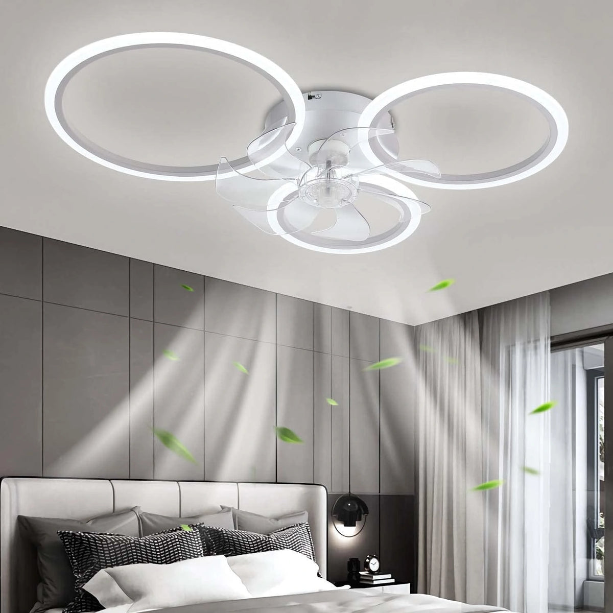 Modern Plafondventilator met verlichting met afstandsbediening, LED 72W Dimbaar Ventilator plafond licht Plafondventilatorlamp voor Woonkamer