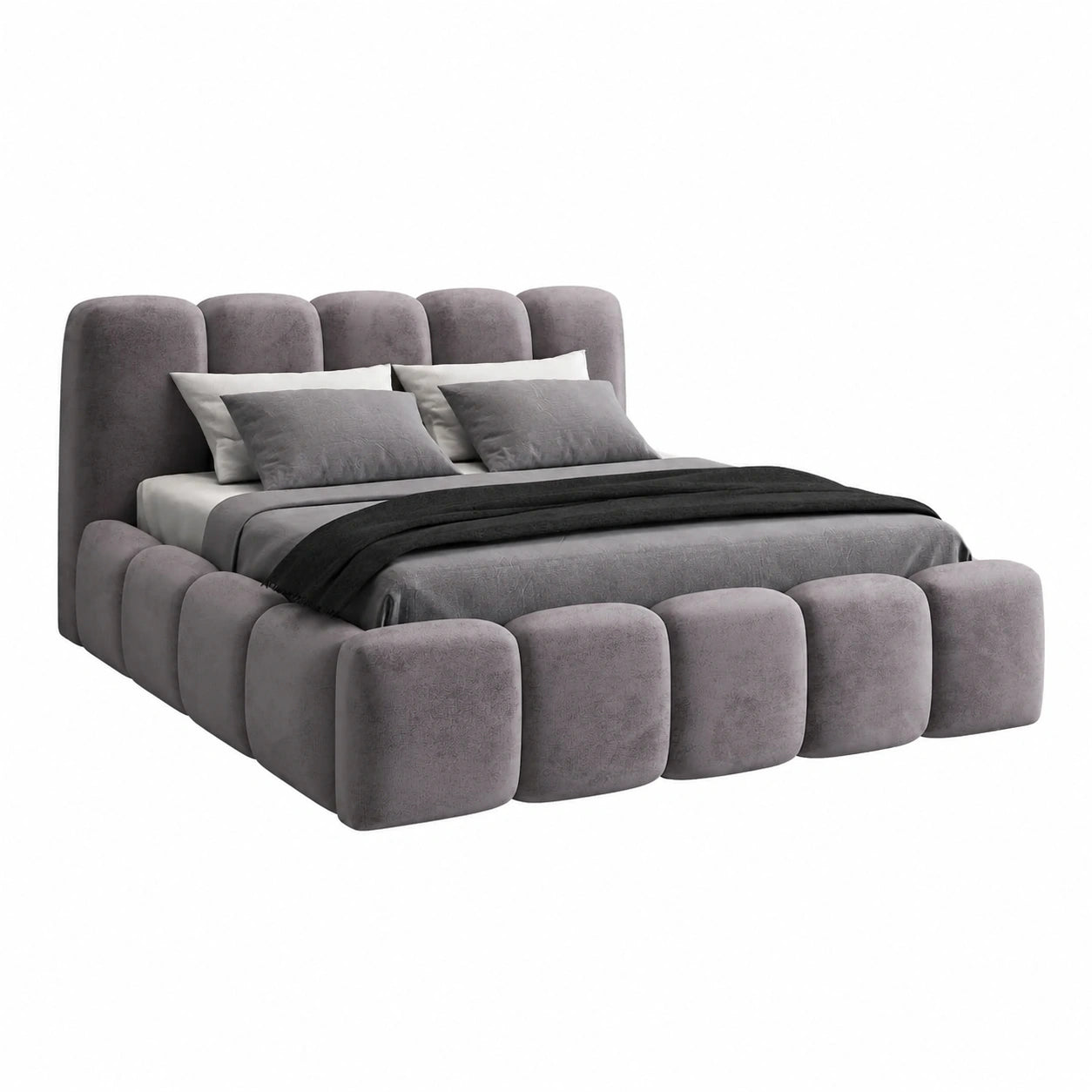 Modernes Polsterbett 180x200 cm mit Stauraum und Lattenrost – Grau