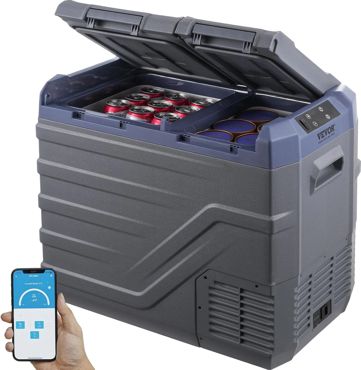 VEVOR NLS55 12 V autokoelkast, draagbare dubbele zone 40 l, bereik instelbaar van 15,6 °C tot 20 °C, 12/24 V DC en 100 tot 240 V AC, outdoor, camping