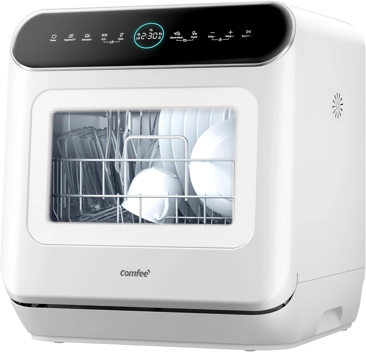 COMFEE' Mfd42S110W-It Vrijstaande vaatwasser met 3 dekens, 7 programma's, touch-bediening, led-scherm