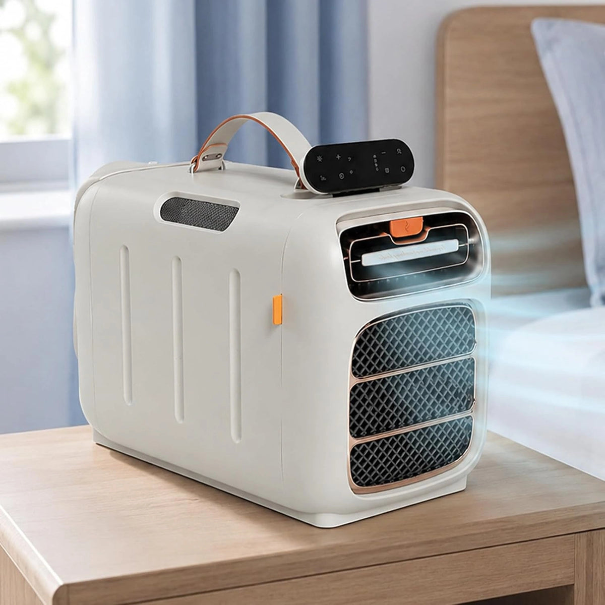 Mobiele Airconditioner 4700 BTU, Camping Airco met Dubbele Slang, 4 Standen, 3 Snelheden, Timer en Afstandsbediening voor Tent, Campervan en Caravan