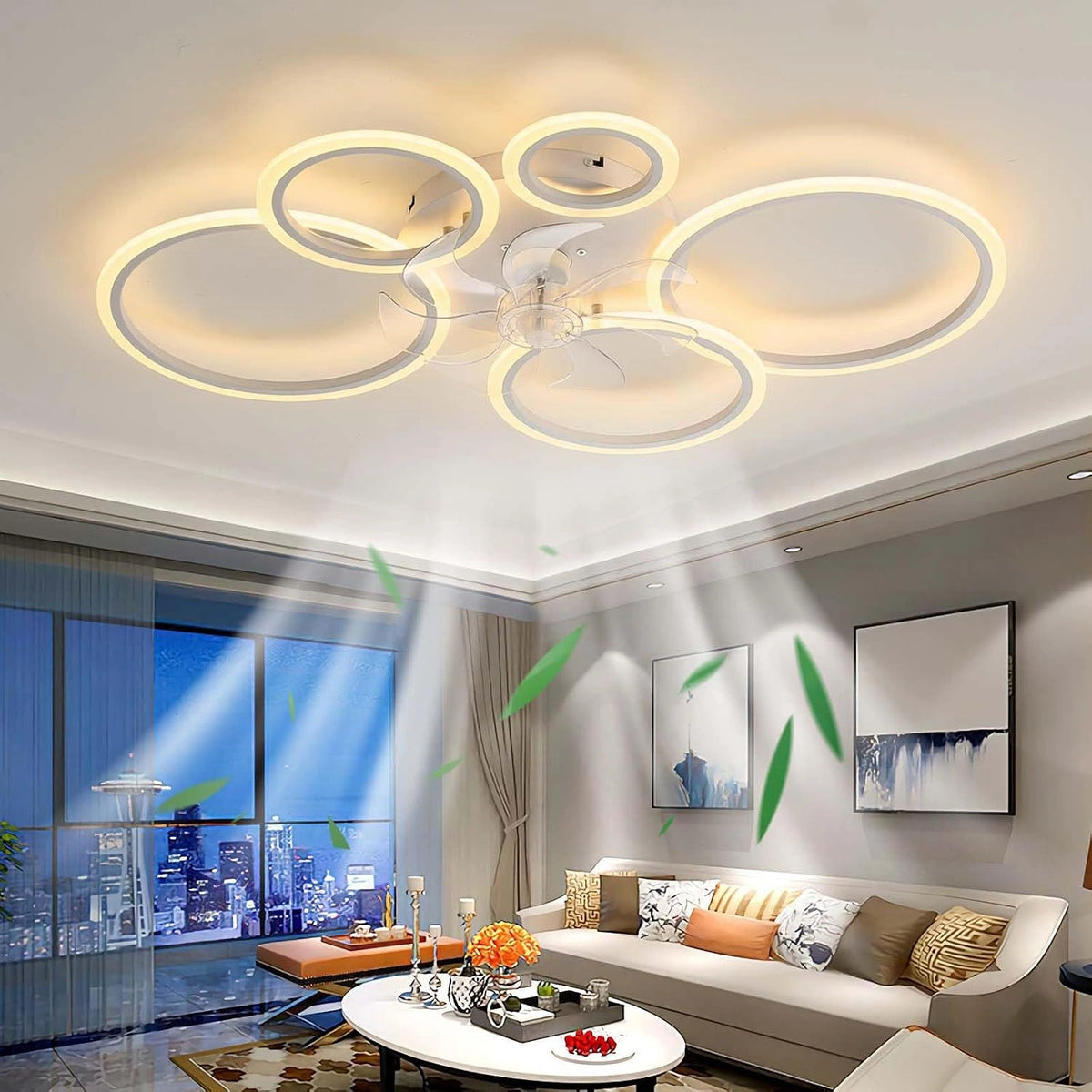 100CM Plafondventilator met Verlichting Modern, LED 130W Plafondlamp Dimbaar met afstandsbediening