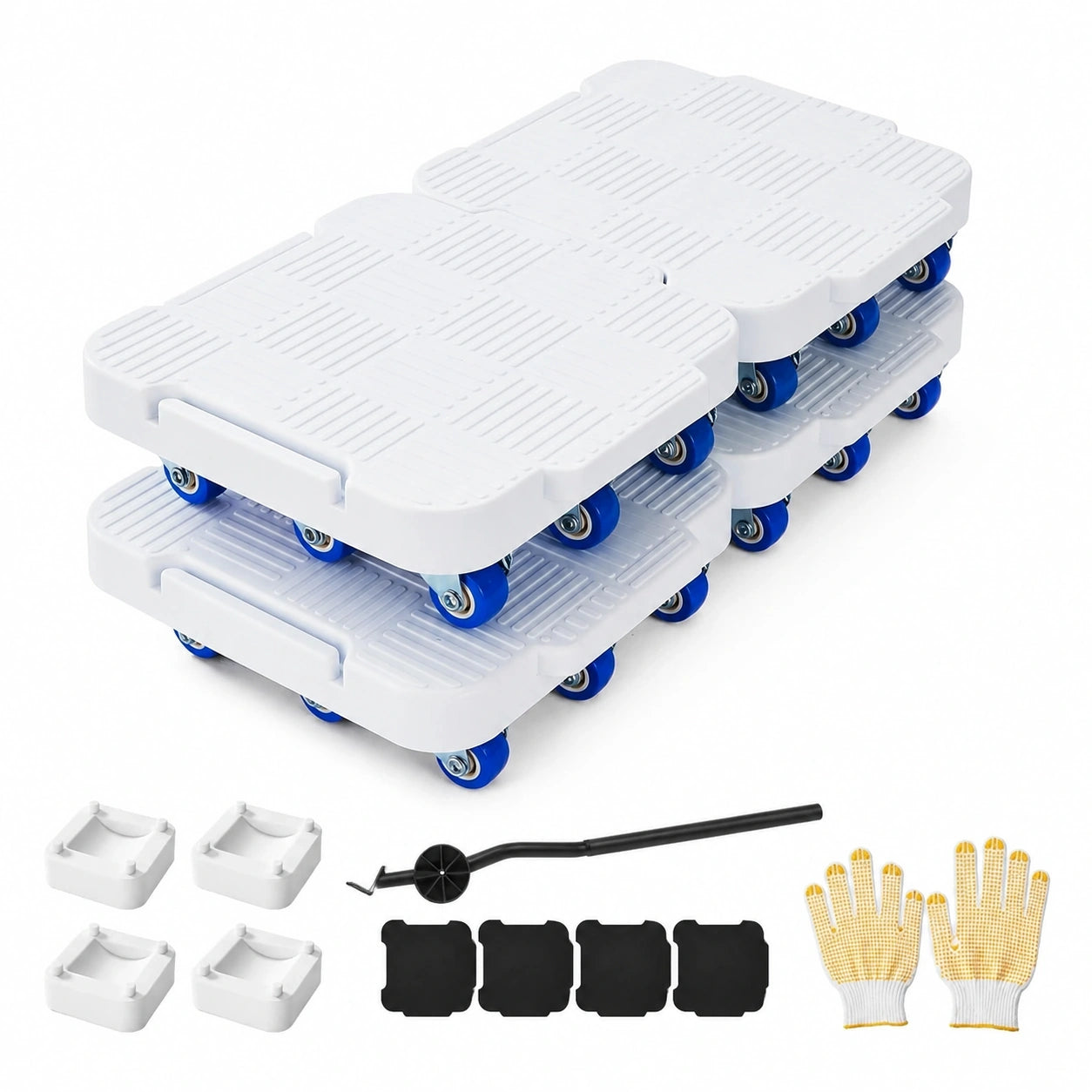Verschiebehilfe für Möbel, Drehbares Hebe-Set, Belastbar bis 453 kg, Praktisch für Kühlschrank und Sofa, 4 Stück