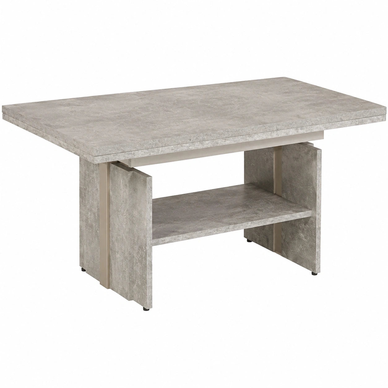 Moderner ausziehbarer Couchtisch in Betonoptik, höhenverstellbar 53-69 cm, 110-177 cm, Holzwerkstoff