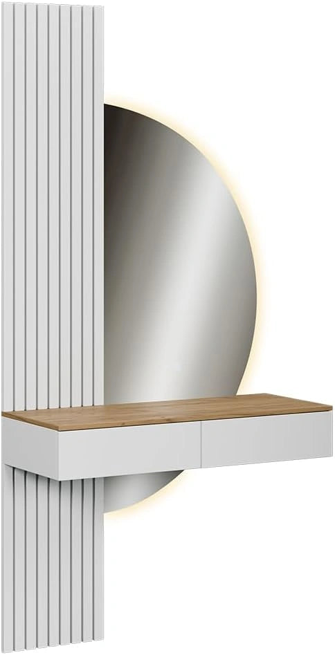 Vicco Kaptafel met licht 'Melina', Wit/eiken, 100 cm