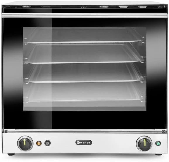 HENDI Heteluchtoven met vochtinjectie, H90S, inclusief 4 trays, met 2 ventilatoren, dubbel glas, temperatuurbereik: 50°C tot 300°C, convectie oven