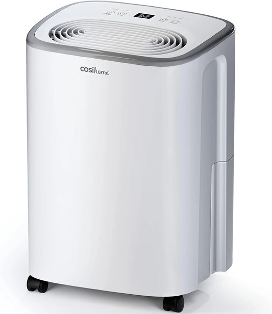 Cosi Home Luchtontvochtiger en Luchtreiniger 12 Liter per Dag, Energiezuinige Dehumidifier met 2,5 Liter Watertank tegen Vocht, Schimmel, Condensatie