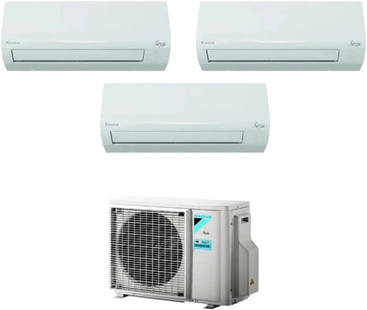 Daikin Trial Split Airconditioner, 9000 + 9000 + 12000 BTU, A++/A+, gas R32-2xATXF25G + ATXF35G + 3AMXF52A WiFi inbegrepen, wit