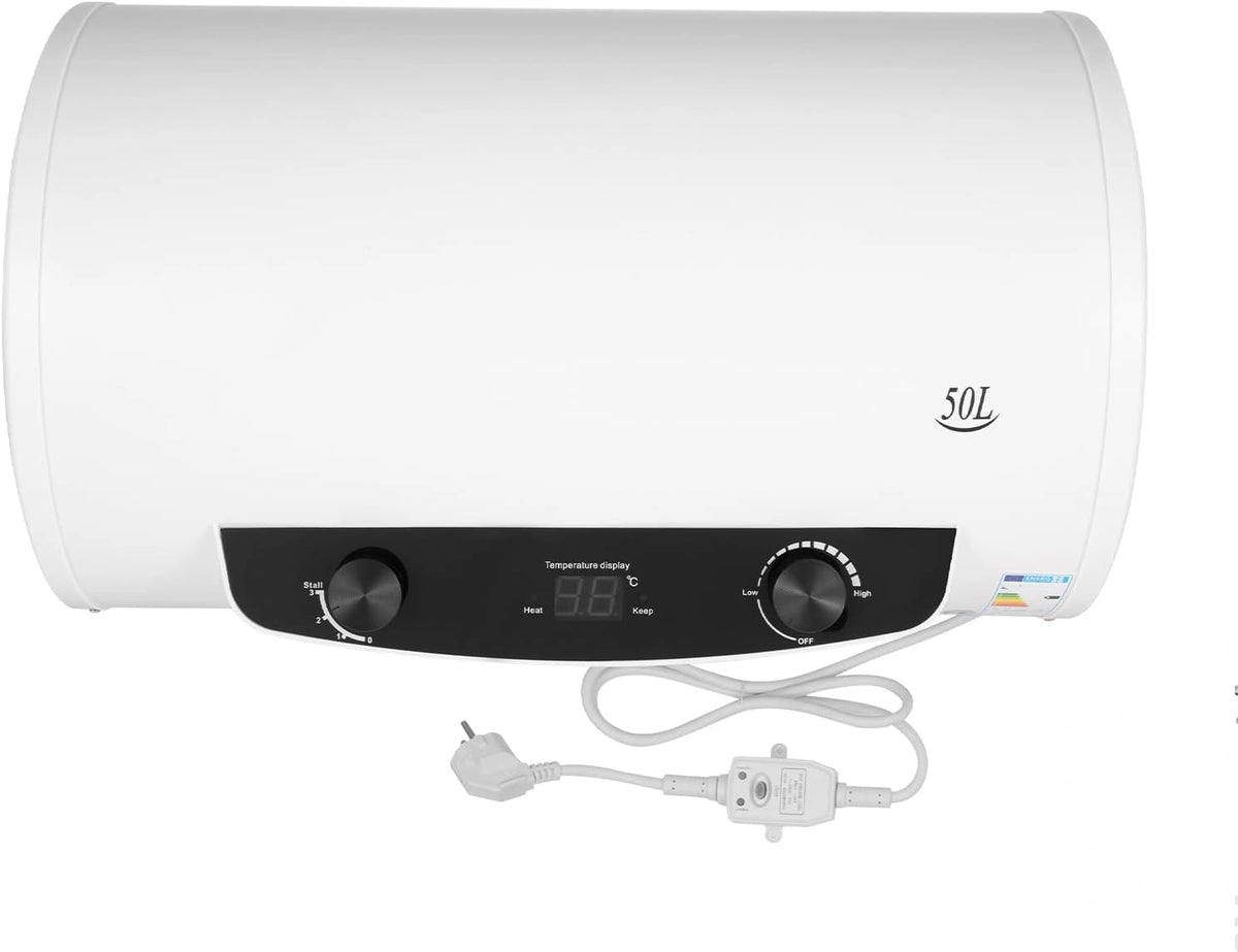 50 liter/120 liter Horizontale elektrische opslag, elektrische watertank, 2000 Watt verwarmingsvermogen en thermometer