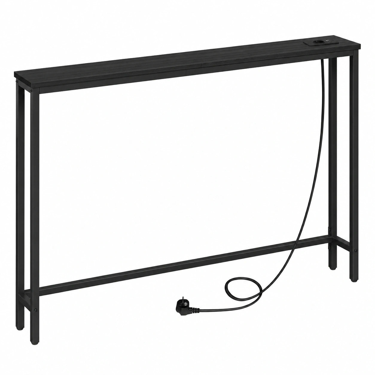 Moderner Konsolentisch mit integriertem Ladebereich, USB und Steckdosen, schlankes Design für Eingang, Flur und Wohnzimmer, schwarz