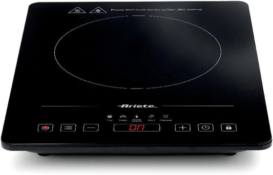 Ariete 1997 inductiekookplaat, enkele draagbaar, glaskeramiek, 2000 W, 10 standen, timer tot 4 uur, kinderbeveiliging, 5 programma's, zwart