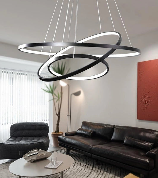 Led-Hanglamp Dimbare Kroonluchter Zwart Met Afstandsbediening 115W, Moderne Ringplafondlamp in Hoogte Verstelbare Hanglamp Woonkamer Eettafel Eetkamer