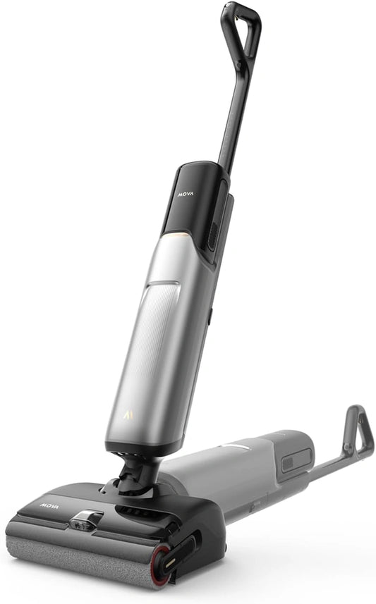Mova X4 Pro nat-droogzuiger, dweilen met heet water, klitvrij, 100 °C zelfreinigend, zuigkracht van 20000Pa, induwbaar station
