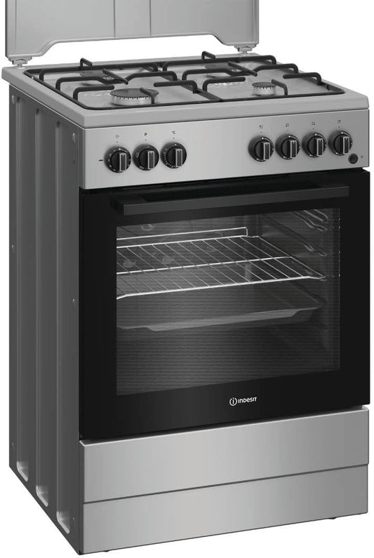 Indesit I6G3PMS gasfornuis 60 cm 4 branders elektrisch fornuis roestvrij staal energieklasse A