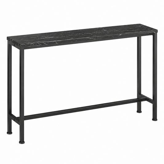 Schmaler Konsolentisch aus Metall für Wohnzimmer und Flur, Schwarz, 120x65x20cm