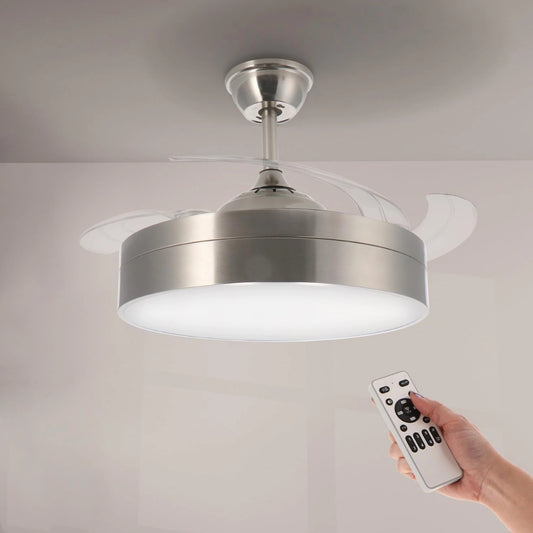 M Ledme Plafondventilator met ledlicht, beurs, 72 W, nikkel, met licht en afstandsbediening, laag stroomverbruik, DC-motor, 6 snelheden, stil