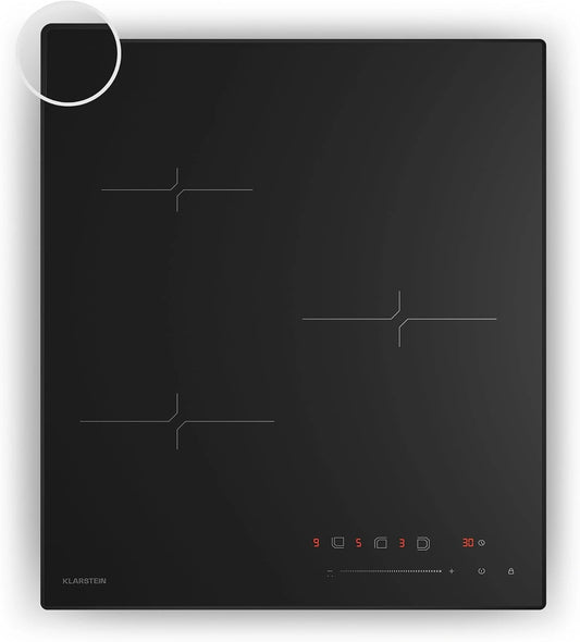 Klarstein Velaire inductiekookplaat, 3-zones, ingebouwde inductiekookplaat, 5500 W, touch-schuifregelaar, timer, kinderslot, restwarmte-indicator