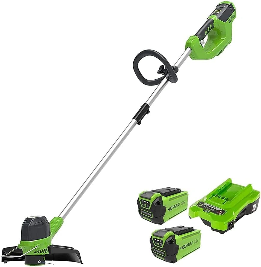 Greenworks G40LTK2X Accu Grastrimmer voor Middelgrote Tuinen, Verstelbare Hoogte, 30 cm Maaibreedte, Automatische Invoer 1,65 mm Nylondraad
