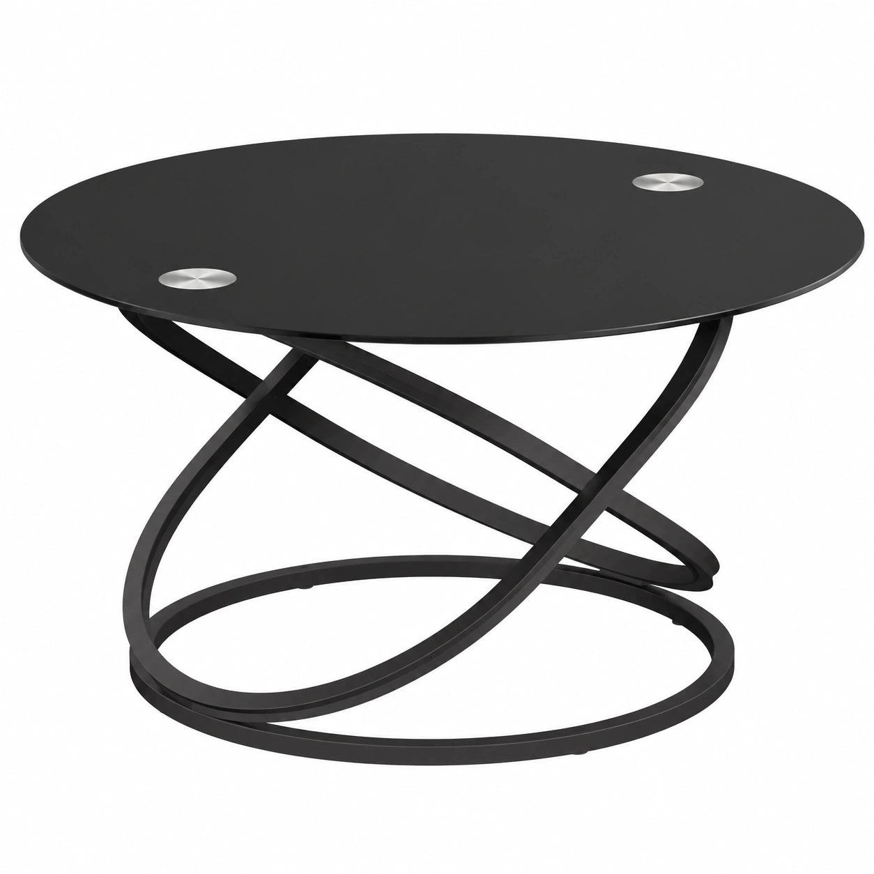 Vicco Couchtisch Calgary in Schwarz Hochglanz mit Glasplatte, 79,5 x 46,5 cm, ideal als Ablage- oder Arbeitsfläche
