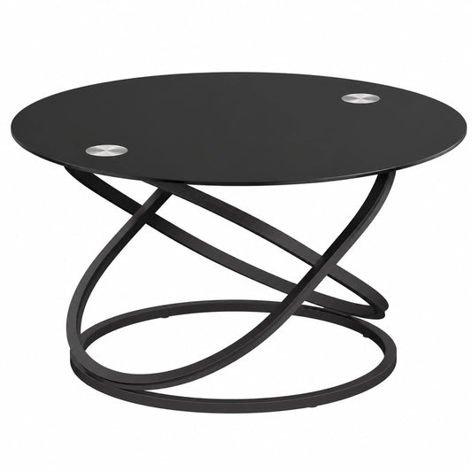 Vicco Couchtisch Calgary in Schwarz Hochglanz mit Glasplatte, 79,5 x 46,5 cm, ideal als Ablage- oder Arbeitsfläche