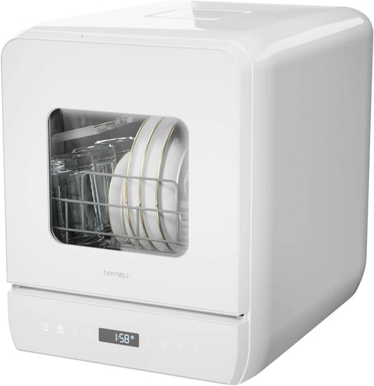 Hermitlux Draagbare vaatwasser 6 + 1 wasprogramma's, 5 deksels en 5 liter waterreservoir, zilver