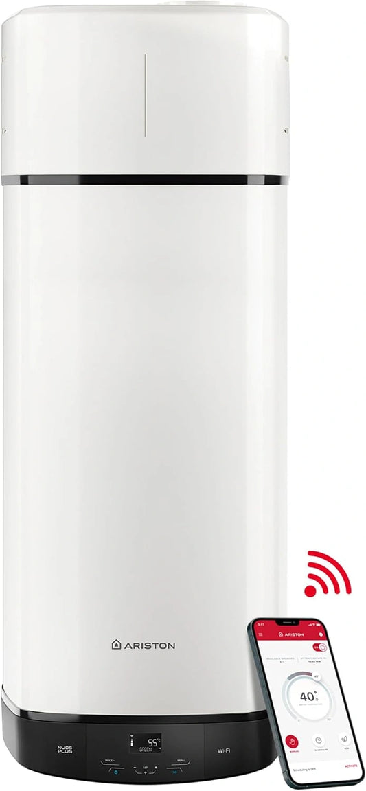 Ariston NUOS PLUS WIFI, Thermodynamische doorstroomboiler, 150 liter, 80% energiebesparing, fotovoltaïsche functie