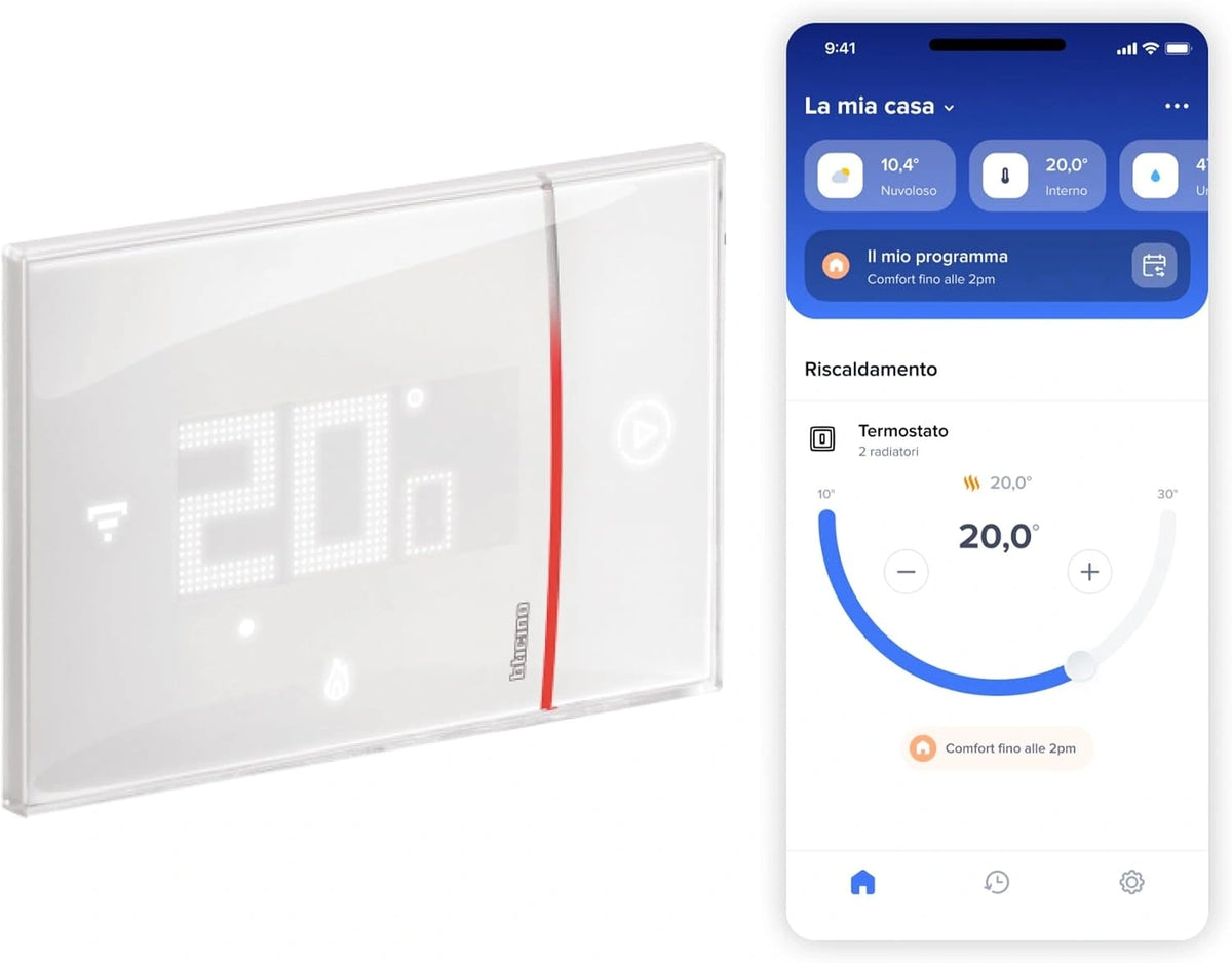 Bticino SXW8002 Smarther2 Digitale wifi-thermostaat met Netatmo, inbouwthermostaat, programmeerbaar, bediening ook via app, Alexa en Google