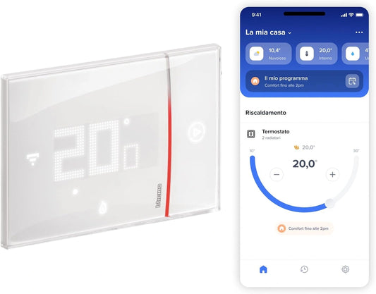 Bticino SXW8002 Smarther2 Digitale wifi-thermostaat met Netatmo, inbouwthermostaat, programmeerbaar, bediening ook via app, Alexa en Google
