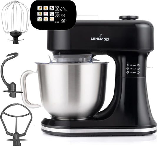 LEHMANN Multifunctionele Keukenmachine met scherm, Fermentatie en Verwarmingsfunctie, Geïntegreerde Weegschaal, 12 Snelheden, Timer