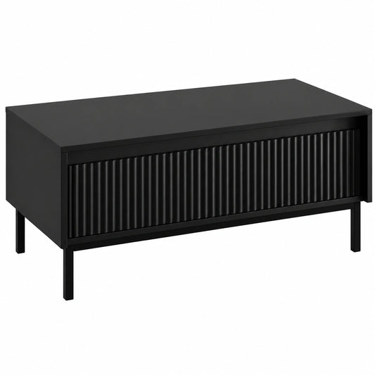 Moderner Couchtisch mit Schublade und Kugelgleitschienen, Schwarz
