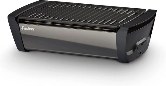 Enders 1365 Aurora Mirror rookarme tafelgrill, met gegoten rooster, houtskoolgrill, kleine barbecue, rookvrije tafelgrill, balkongrill, picknickgrill