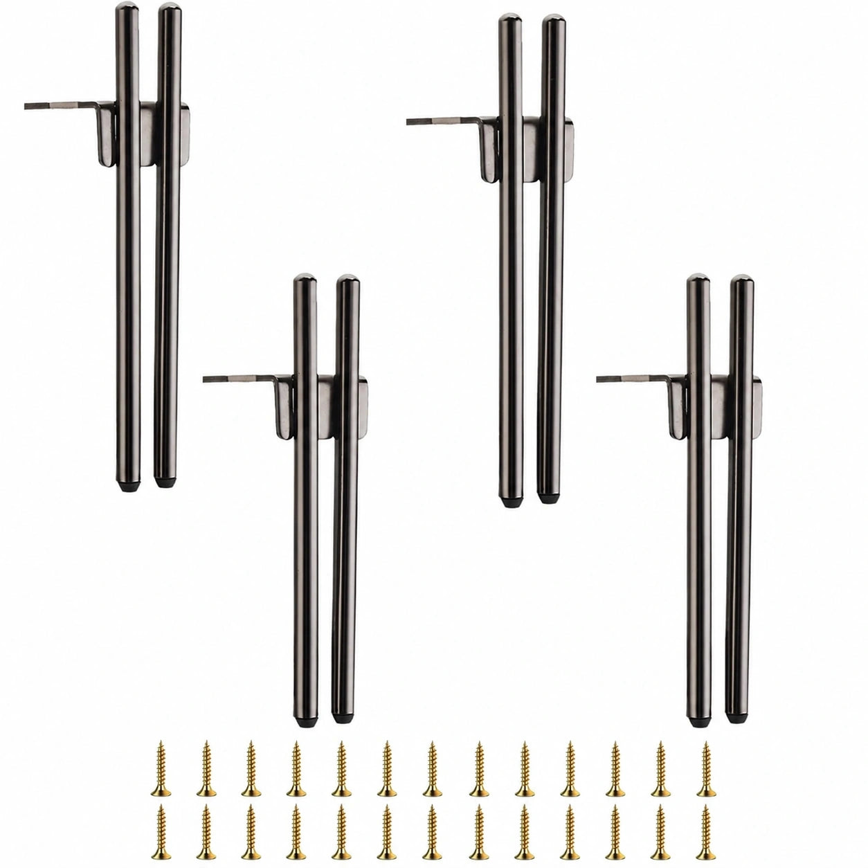 Schwarze Metallmöbelfüße 18cm, 4er-Set, Schrank- und Sofafüße mit Schrauben und Anti-Rutsch Basis