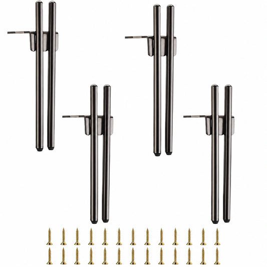 Schwarze Metallmöbelfüße 18cm, 4er-Set, Schrank- und Sofafüße mit Schrauben und Anti-Rutsch Basis