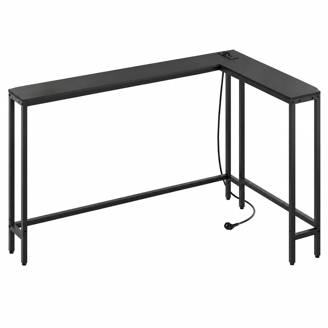 YATINEY Schmaler Konsolentisch mit USB und Steckdosen, 15 cm Breite, ideal für Wohnzimmer und Flur, vielseitige Verwendungsmöglichkeiten, Schwarz