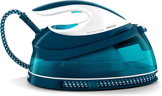 Philips PerfectCare Compact Stoomgenerator, 2400 W, Stoomstoot van 400 g, 6,5 Bar, OptimalTEMP-Technologie, Reservoir 1,5 L, Blauw/Wit (GC7844/20)