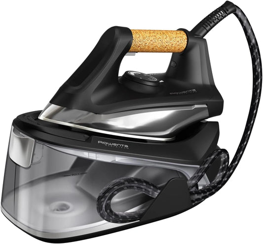 Rowenta Easy Steam strijkijzer met stoomgenerator, stoomstoot 210 g/min, 1,4 l, strijkijzer met ketel voor snel en efficiënt strijken VR7361, zwart
