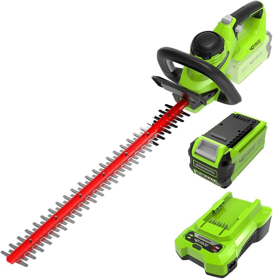 Greenworks G40HT61K2 Accu Heggenschaar, 61 cm Dubbelwerkende Bladen, Snijdt tot 27 mm Dikke Takken en Stengels, 3000 spm, 40V 2Ah Accu en Oplader