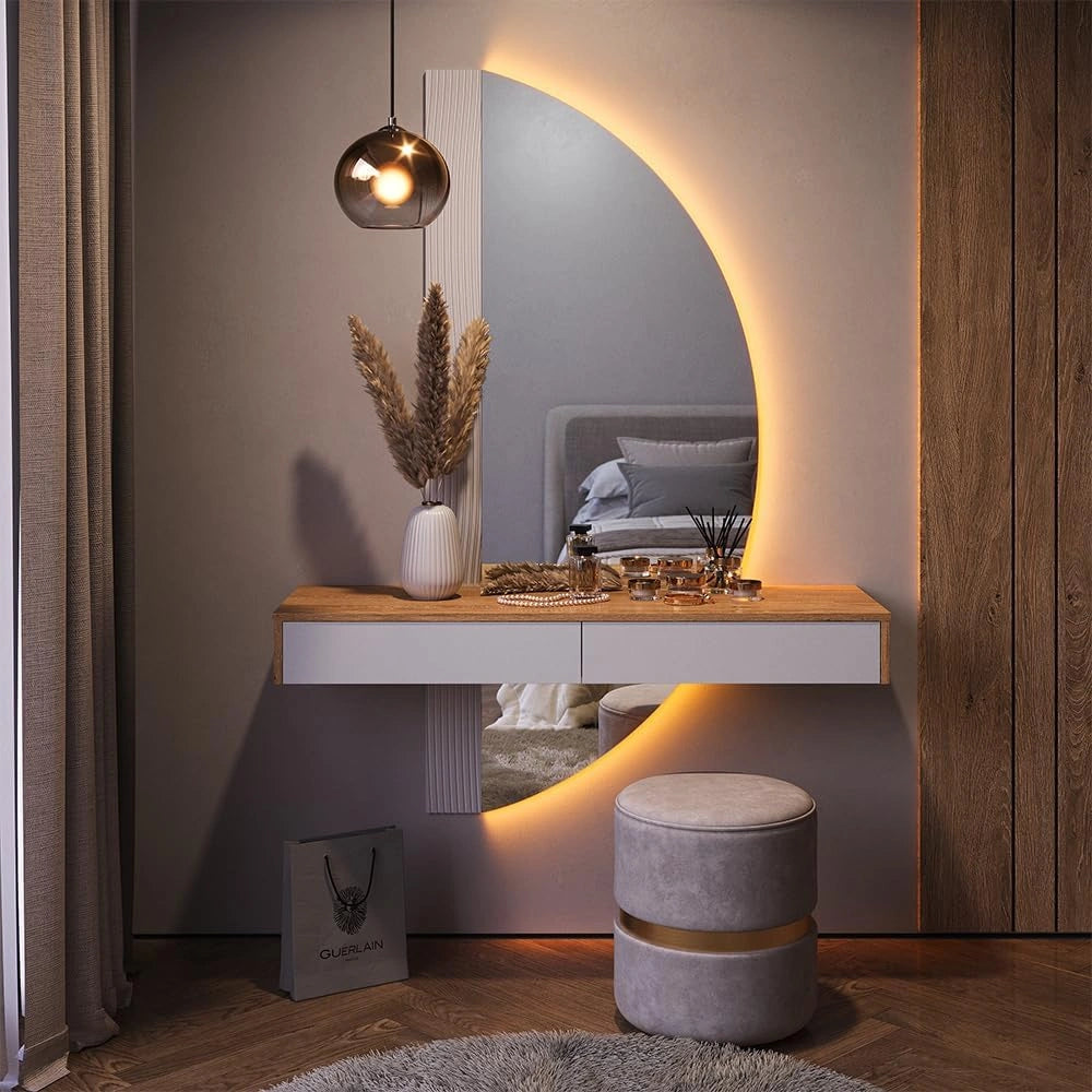 Vicco Kaptafel met licht 'Melisa', Wit, 120 cm