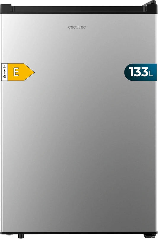Cecotec Bolero CoolMarket TT mini-koelkast, 133 l, roestvrij staal, mini-koelkast, 133 l, omkeerbare deur, energieklasse E, automatische ontdooiing