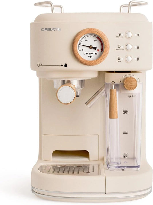 CREATE THERA RETRO PRO Semi-automatisch express-koffiezetapparaat Arena, 20 bar, melkreservoir, lekbak, twee uitgangen, inhoud 1,5 l
