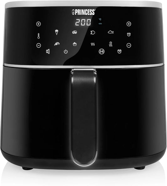 Princess Airfryer 6 liter XXL, Digitale Heteluchtfriteuse met 6 Programma's, LED aanraakscherm, Energiezuinig, Minder Olie, Antiaanbaklaag, 1500 W