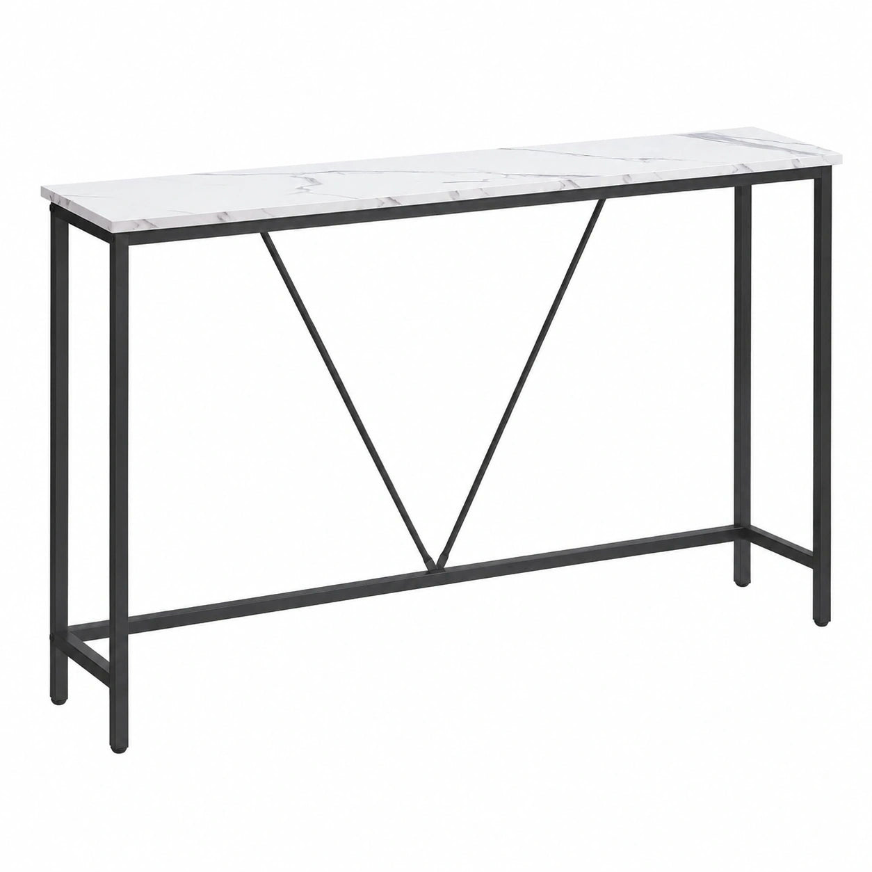 VASAGLE Konsolentisch mit Marmoroptik, schmaler Flurtisch, eleganter Beistelltisch für Wohnzimmer und Eingangsbereich, einfache Montage, weiß-schwarz